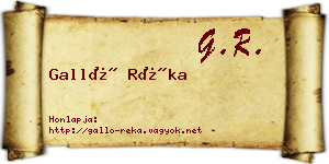 Galló Réka névjegykártya